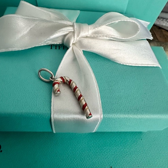 Tiffany & Co Candy Cane Christmas Charm Sterling Silver Red Enamel- collector's - Picture 7 of 10